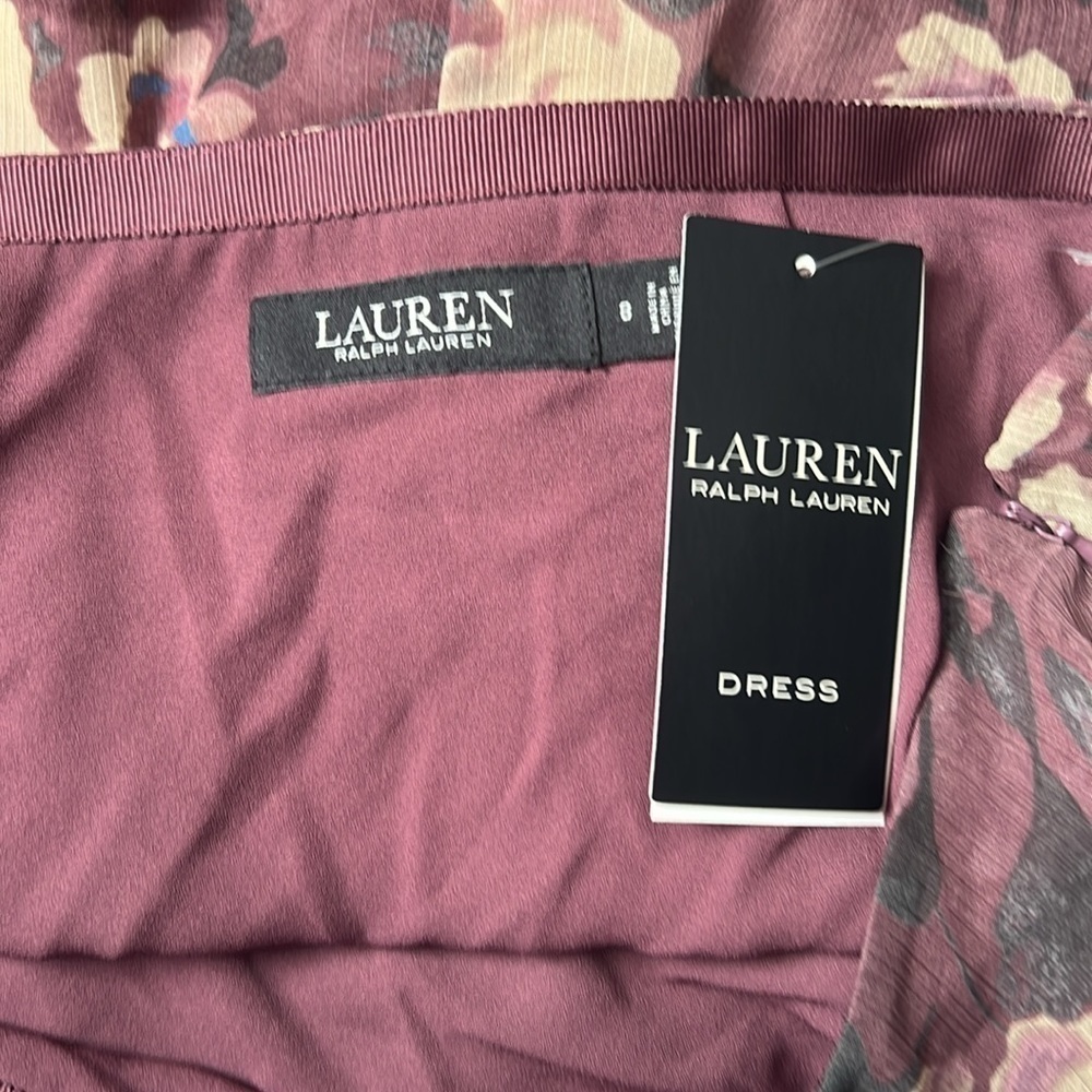 LAUREN RALPH LAUREN Purple Zippered Ruffled Tiered Skirt Lined Floral - Picture 6 of 9